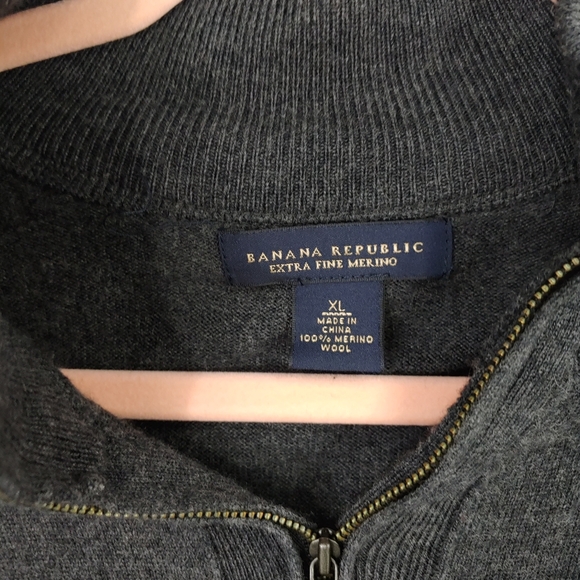 BANANA REPUBLIC MENS ZIP WOOL SWEATER - Picture 2 of 12